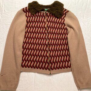 Vintage Benetton Women's Zippered Sweater Wool Blend